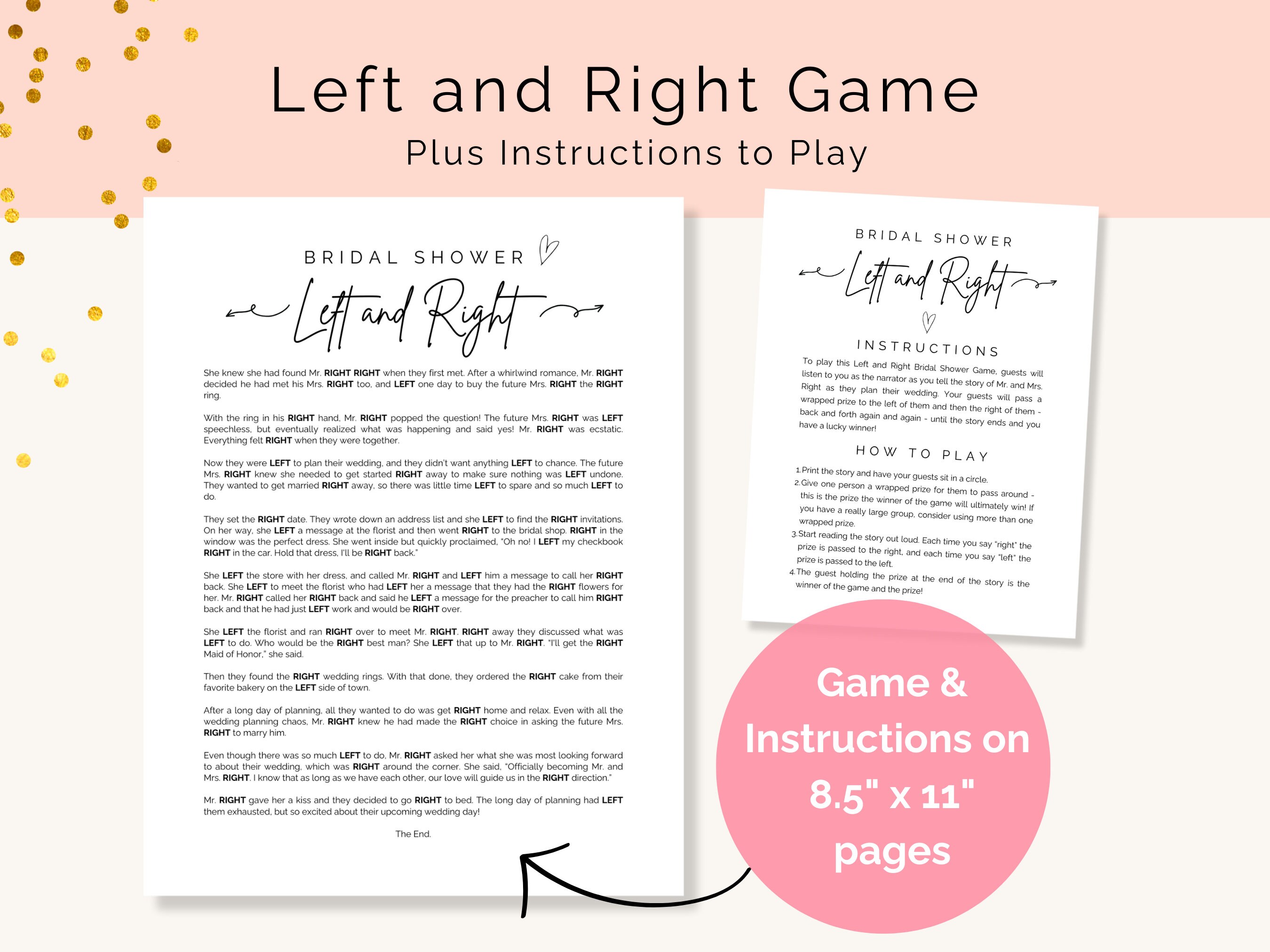 Fun Bridal Shower Games Pack, Left Right Game, Name That Love Song Game, Editable Bridal Shower ...