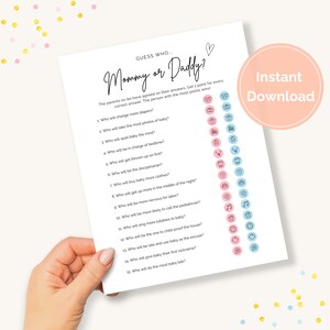 Guess Who Mommy or Daddy, Who Said It Mommy or Daddy, Baby Shower Guess Who Game, Gender Reveal Game Printable, Co Ed Baby Shower Game