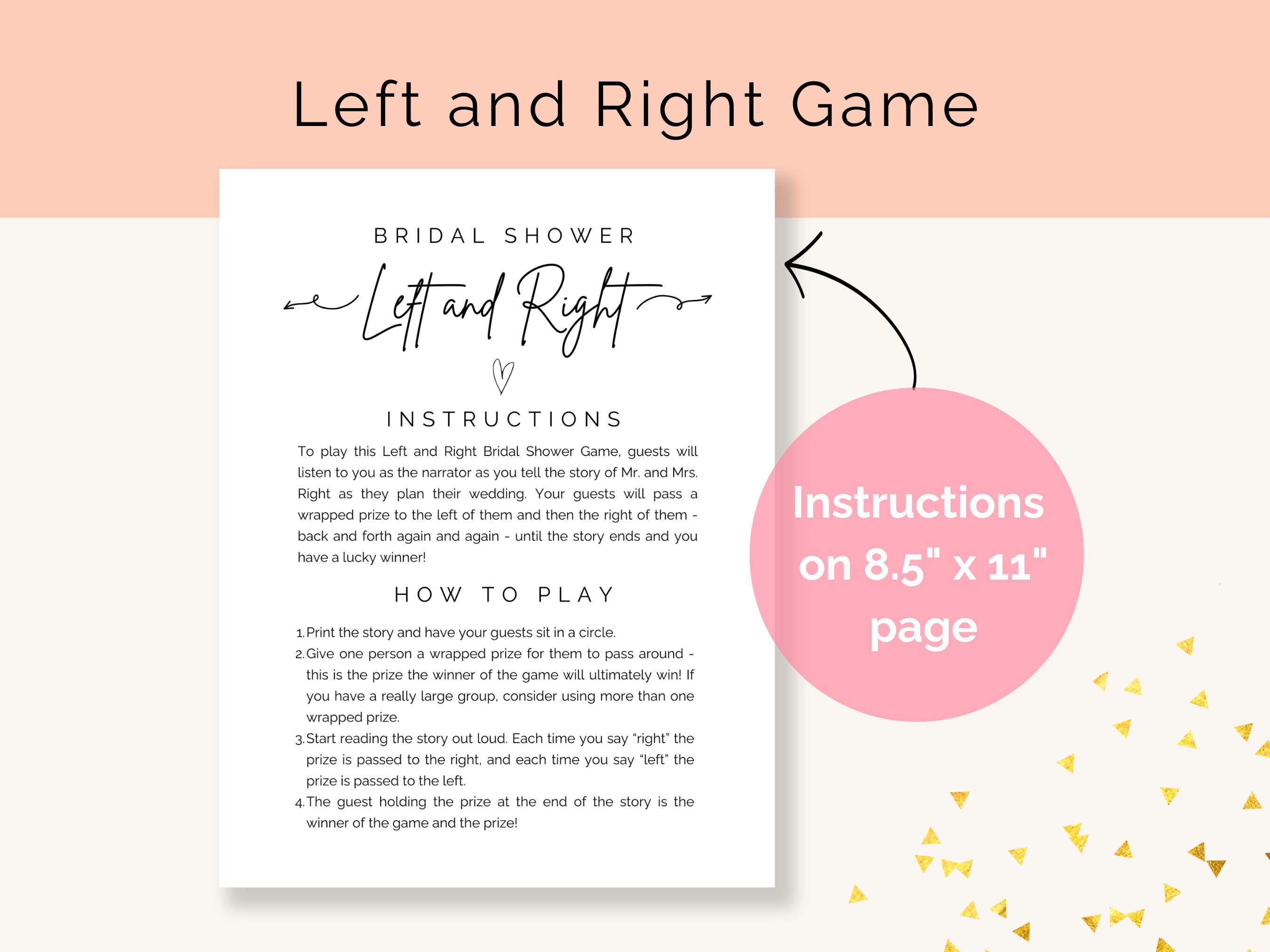 Left Right Game Bridal Shower, Left Right Story, Pass the Gift Game
