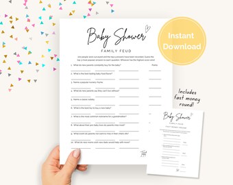 Family Feud Baby Shower Game, Baby Sprinkle Family Feud, Friendly Feud Game with Fast Money Round, Canva Template Baby Game Printable