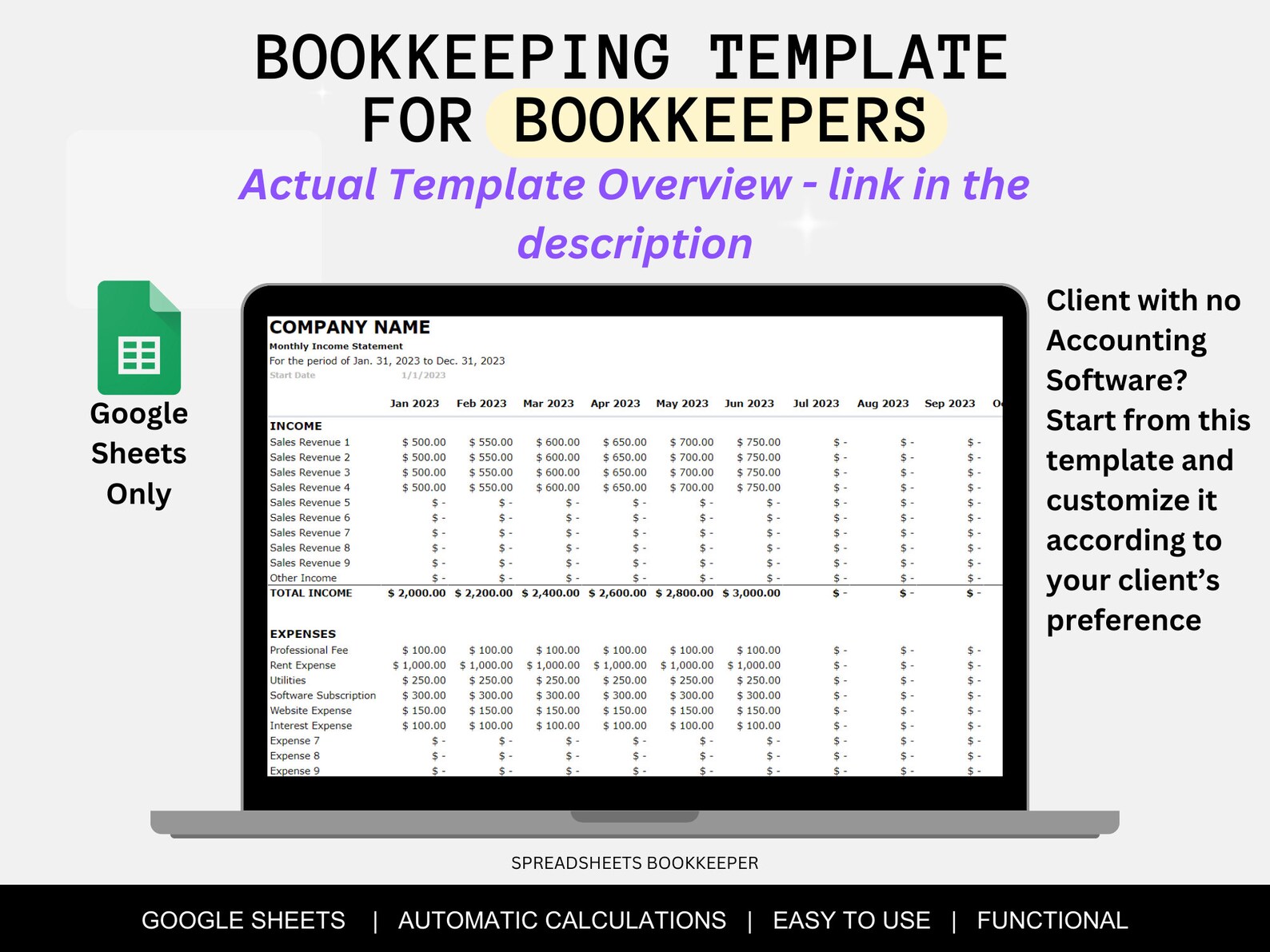 Bookkeeping Template for Bookkeepers Manual Bookkeeping Google Sheets Template Manual Accounting