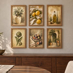 Italian Kitchen Wall Art Set, Olive Lemon Tuscan Printable Decor (Digital Download)