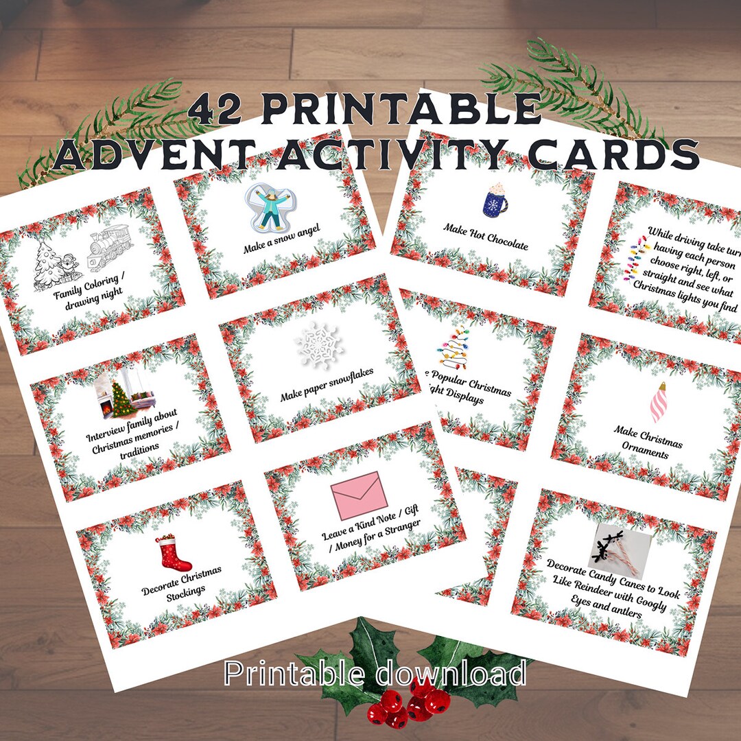 Advent Christmas Activity Cards Family Traditions Kids Etsy