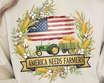 Agricoltura americana PNG, sublimazione dell'agricoltura con trattori, design dell'orgoglio dell'agricoltore patriottico, vita in fattoria con mucche PNG, design dell'agricoltore orgoglioso della vita rurale di campagna