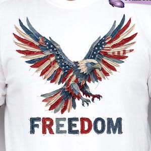 Patriotic Patchwork Eagle png, American Eagle Sublimation, American Pride png, Patchwork July 4th png, Red White Blue Eagle Patchwork Design