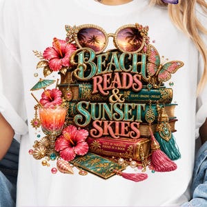 Kustbokälskare PNG, tropisk strandläsningsdesign, boklig sommarläsare sublimering, Booktok-estetik PNG, strandläsarbokklubb PNG