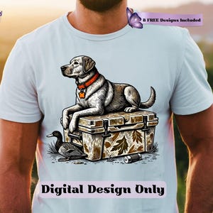 Hunting Dog Cooler PNG, Hunter Camo Labrador Retriever PNG, Summer Outdoor Camping Sublimation Design, Men&#39;s Hunting Dog Father&#39;s Day Design