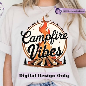 Funny Camping Nights PNG, Summer Campfire Vibes and Smores Sublimation Design, Outdoor Camper Digital Download, Summer Camping Vibes PNG