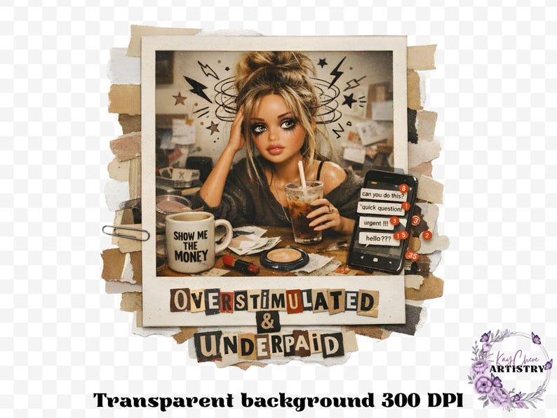 This Burnout Doll Meme PNG Bundle is packed with personality, attitude, and highly relatable humor your customers will instantly connect with. Featuring a trendy ransom letter PNG style paired with aesthetic doll imagery, this funny burnout PNG bundle captures real-life moods with phrases like emotionally unavailable, overstimulated and underpaid, running on iced coffee and anxiety, and more. Designed in a soft vintage aesthetic with modern meme humor, this bundle is perfect