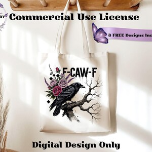 Make a bold statement with this edgy F-CAW-F crow and roses PNG design—perfect for those who love a blend of gothic charm and sarcastic attitude. Featuring a fierce black raven perched on a gnarled tree branch, surrounded by deep red and muted mauve roses with lavender accents, this design is ideal for tees, tote bags, mugs, or wall art. The distressed grunge elements and dark woodland aesthetic give it a rebellious yet artistic vibe, ideal for Halloween and beyond.