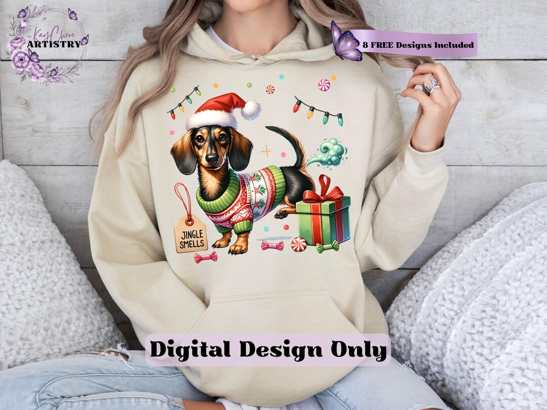 Holiday Weiner Dog PNG, Naughty Christmas Dachshund Sublimation Design ...