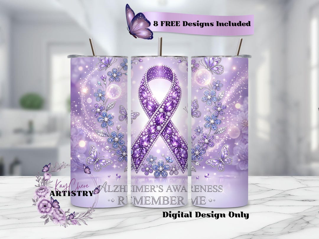 Alzheimers Awareness Tumbler Wrap, Rhinestone Awareness Ribbon 20oz ...