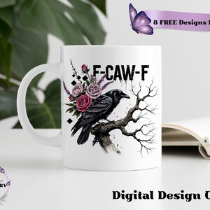 Make a bold statement with this edgy F-CAW-F crow and roses PNG design—perfect for those who love a blend of gothic charm and sarcastic attitude. Featuring a fierce black raven perched on a gnarled tree branch, surrounded by deep red and muted mauve roses with lavender accents, this design is ideal for tees, tote bags, mugs, or wall art. The distressed grunge elements and dark woodland aesthetic give it a rebellious yet artistic vibe, ideal for Halloween and beyond.