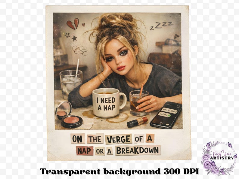 This Burnout Doll Meme PNG Bundle is packed with personality, attitude, and highly relatable humor your customers will instantly connect with. Featuring a trendy ransom letter PNG style paired with aesthetic doll imagery, this funny burnout PNG bundle captures real-life moods with phrases like emotionally unavailable, overstimulated and underpaid, running on iced coffee and anxiety, and more. Designed in a soft vintage aesthetic with modern meme humor, this bundle is perfect