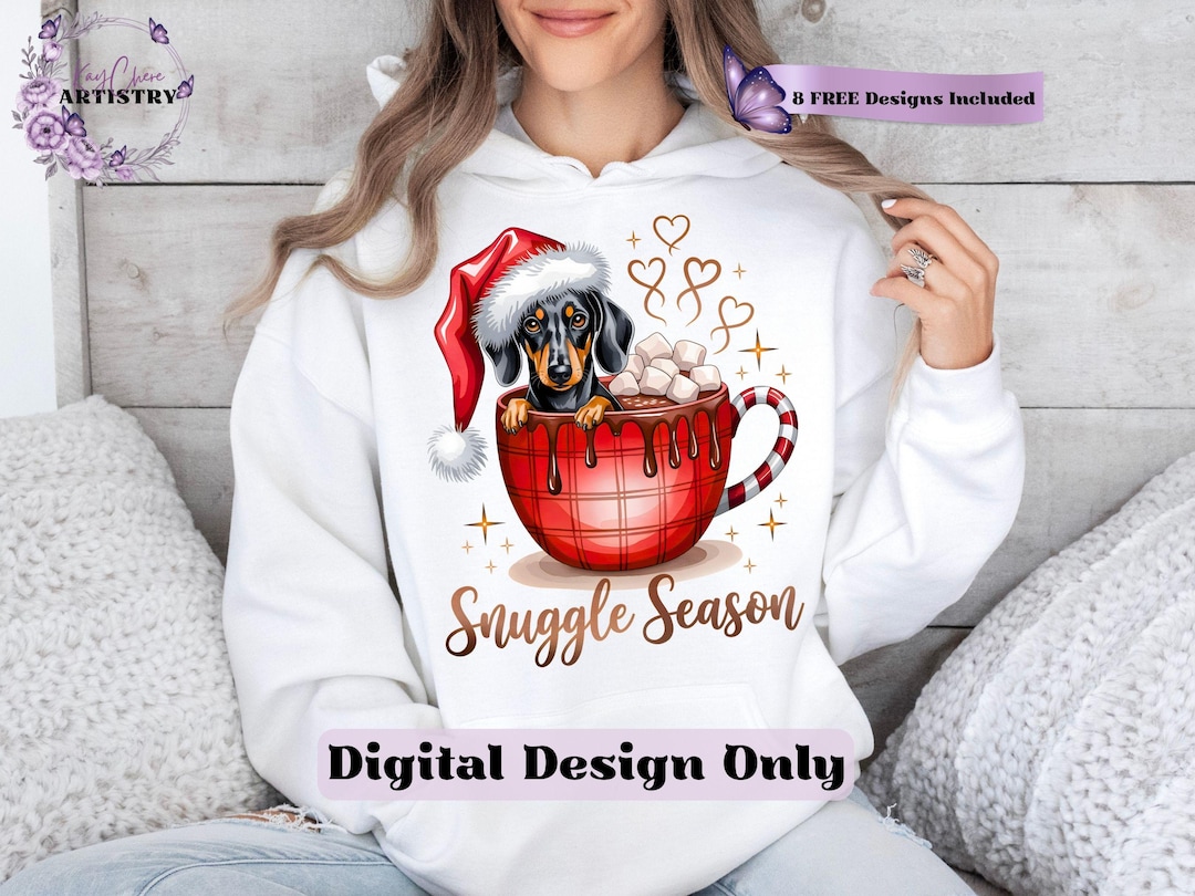 Holiday Weiner Dog PNG, Cute Christmas Dachshund Sublimation Design ...