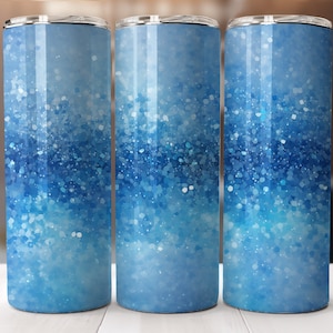 Blue Glitter tumbler, Skinny tumbler, digital tumbler, tumbler download