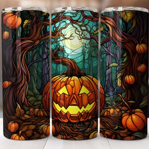 Skinny tumbler Wrap, Tumbler Download, Halloween Tumbler, Jack-o-lantern tumbler, Spooky tumbler