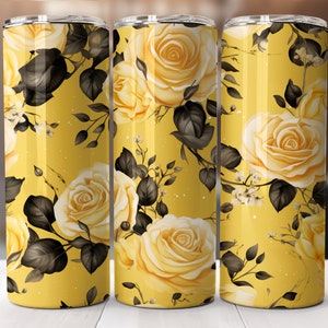 Yellow Rose tumbler, Skinny tumbler Wrap, Tumbler Download, Digital tumbler