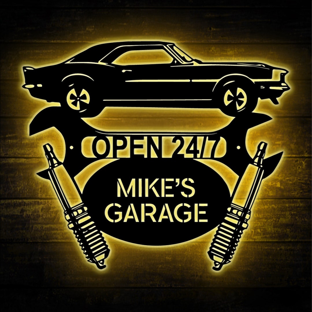 Personalized LED Garage Sign Custom Garage Name Sign Etsy