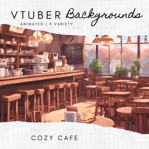 Sfondo animato per VTuber Twitch Overlay Cozy Cafe Coffee Shop Looped Kawaii Streaming