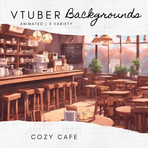 Animated Background for VTuber Twitch Overlay Cozy Cafe Coffee Shop Looped Kawaii Streaming