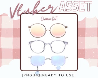 Vtuber Asset - Gafas Retro - Accesorio Superposición - Activo para Streaming para Live2D Rigged o PNGTuber