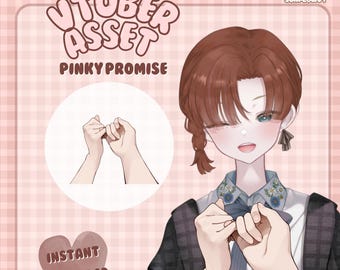 VTuber Asset, Pinky Promise Cute Hand Pose Prop para modelos de VTube Studio, canje de puntos de canal de Twitch, superposición de transmisión