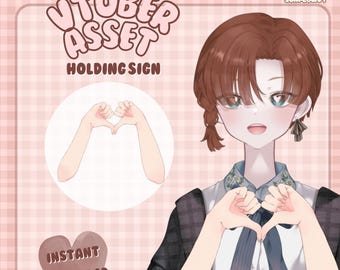 Acessório de mão com sinal de coração para VTuber, pose Live2D compatível com VTube Studio, recurso de gesto de mão para streamer
