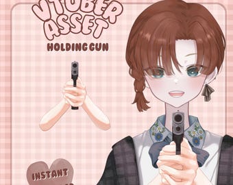 Vtuber Aseet - Sosteniendo una pistola - Activos manuales - Accesorio de transmisión y utilería para Live2D