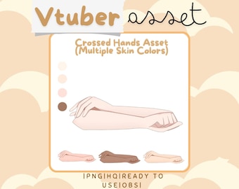 Brazos cruzados / Recurso para Vtuber / Varios tonos de piel / Accesorio de mano para Live2D