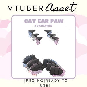 Vtuber Asset - Cat Ear Paw - Prop Accessory Overlay Hand Asset - Streaming Asset for Live2D or PNGTuber