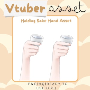 Vtuber Asset Hand Asset Holding Sake Anpassningsbar Vtube Studio OBS Streamlabs Kompatibel Dricksström