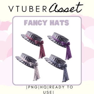 Vtuber Asset - Fancy Hats - Prop Accessory Overlay - Streaming Asset for Live2D or PNGTuber