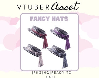 Zasób Vtuber – Eleganckie kapelusze – Nakładka na akcesoria rekwizytów – Zasób do strumieniowania dla Live2D lub PNGTuber