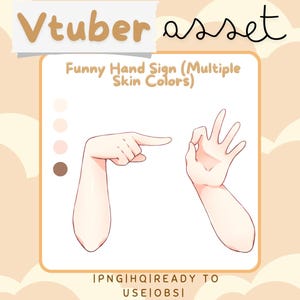 Vtuber Asset - Funny Hand Sign - Prop Accessory Overlay - Multiple Skin Tones -Streaming Asset for Live2D or PNGTuber