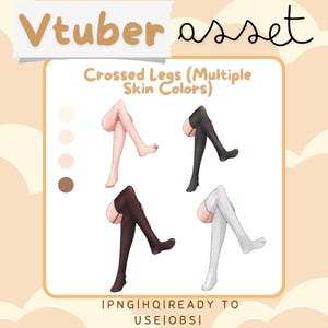 Vtuber Asset - Legs Crossed - Prop Accessory Overlay - Multiple Skin Tones - Streaming Asset for Live2D or PNGTuber
