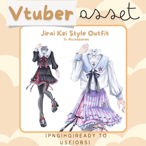 Jirai Kei Clothes Outfit Dress - Accessoire Vtuber Prop - Contenu en streaming pour Live2D ou PNGTuber
