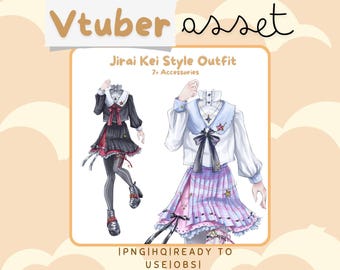 Vestido con atuendo de Jirai Kei - Accesorio de Vtuber - Recurso de transmisión para Live2D o PNGTuber