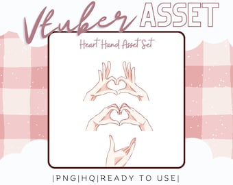 Conjunto de recursos de manos con forma de corazón para VTuber, accesorio de pose de mano con gesto de amor adorable para modelos de VTube Studio, canjeable en Twitch Stream, superposición PNG