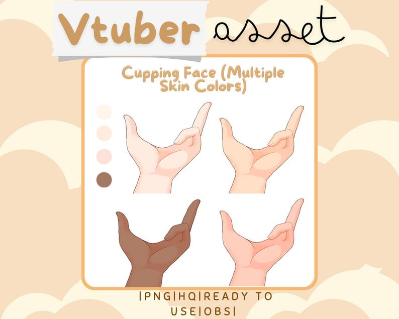 Cupping Face | Vtuber Asset | Hand Accessory for Live2D image 2