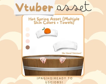 Hot Spring Bath Tub, Vtuber Asset, Multiple Skin Tones, Accessory for Live2D & PNGTuber
