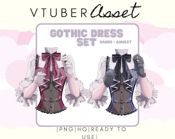 Vtuber Asset - Gothic Dress & Necklace - Prop Accessory Overlay - Streaming Asset for Live2D or PNGTuber