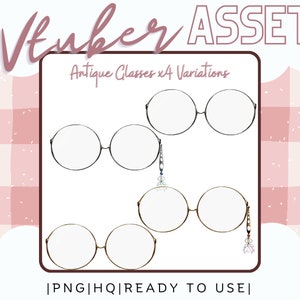 Vtuber Asset - Glasses Antique - Prop Accessory Overlay - Streaming Asset for Live2D Rigged or PNGTuber
