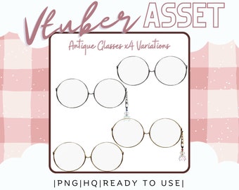 Recurso de Vtuber: Gafas antiguas - Superposición de accesorios - Recurso de transmisión para Live2D Rigged o PNGTuber