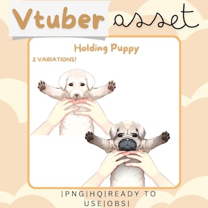 Vtuber Asset - Holding Puppy Dog Hand - Prop Accessory Overlay - Streaming Asset for Live2D or PNGTuber