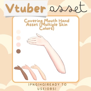 Vtuber Asset - Mouth Cover Hand Asset - Multiple Skin Tones - Prop Accessory Overlay - Streaming Asset for Live2D or PNGTuber