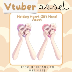 Vtuber Asset Hand Asset Holding Heart Gift OBS Streamlabs Vtube Studio Compatible Valentines Channel Redeem