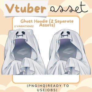 Vtuber Asset - Ghost Hoodie - Halloween - Prop Accessory Overlay - Streaming Asset for Live2D or PNGTuber
