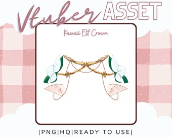 Vtuber Asset - Elf Crown - Prop Halloween Accessory Overlay - Streaming Asset for Live2D or PNGTuber
