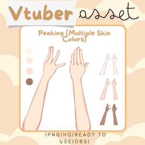 Vtuber Asset - Peek Hand Asset - Prop Accessory Overlay - Multiple Skin Tones -Streaming Asset for Live2D or PNGTuber